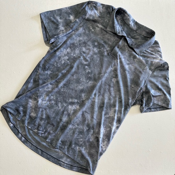 Lululemon Mens Evolution Polo *Wash in Diamond Dye Asphalt Grey Size Large EUC - Picture 3 of 12